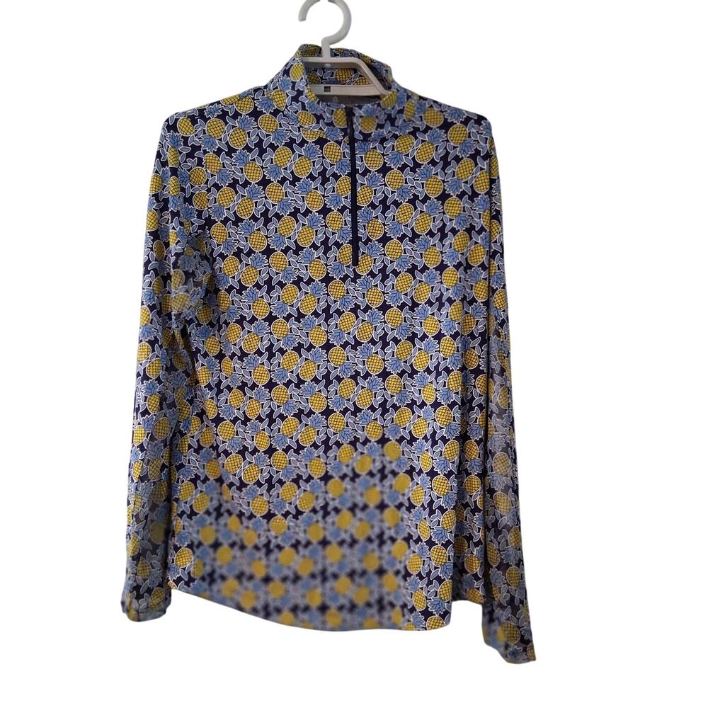 Ibkul 1/4 zip top womens Small pineapple print UPF 50+ quick dry athletic